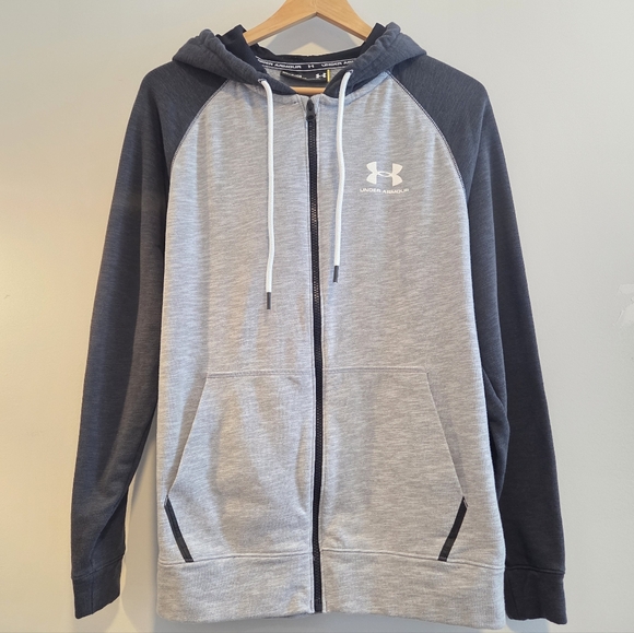 Under Armour Men’s Grey Full Zip Hoodie Small Raglan Sleeve - Picture 2 of 5